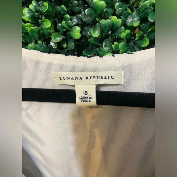 Banana Republic Navy Blue White Stripe Drape Neck Sleeveless Dress - Size 16 - Picture 3 of 8